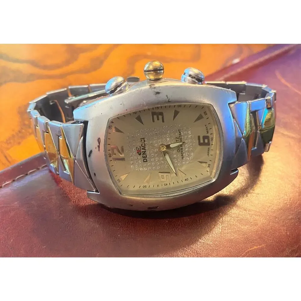 Men's Large 40mm Two Tone Denacci Watch, Thick Case